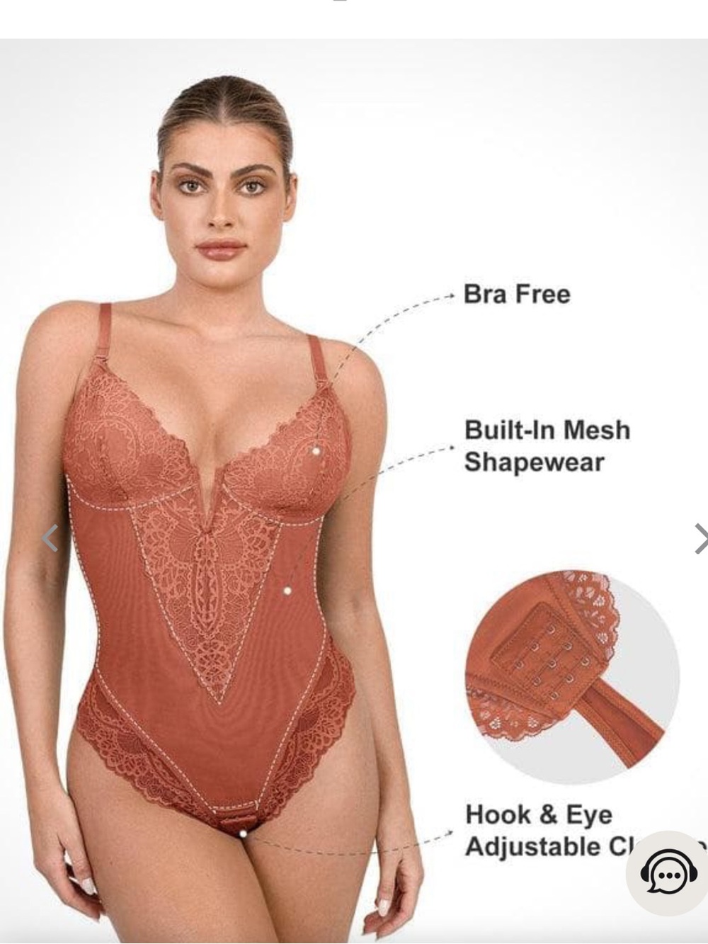 NWT POPILUSH NWT Popilush Shapewear Lace Deep V-Neck Sculpting Thong Bodysuit